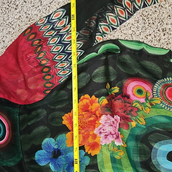 Desigual Funky Boho Colorful Patchwork Long Sleeve Sheer Blouse Top Xl - Picture 7 of 10